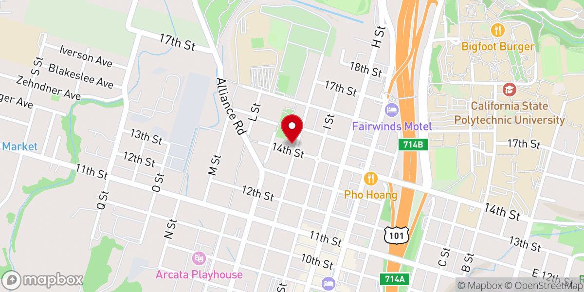 Map showing location of The Arcata Veterans Memorial Building