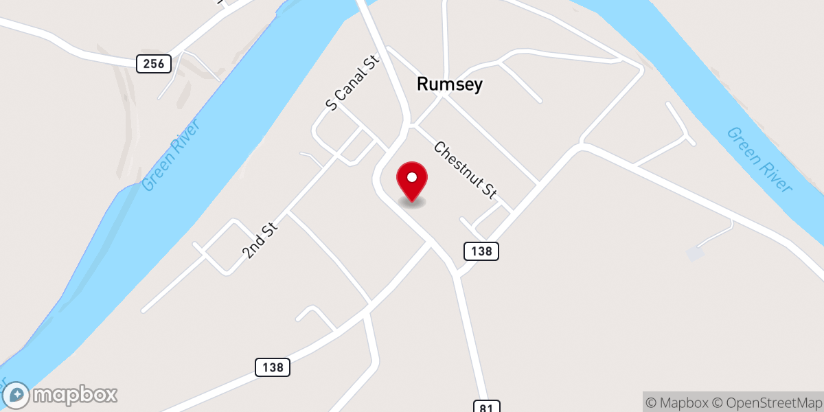 Map showing location of Rumsey United Methodist Church
