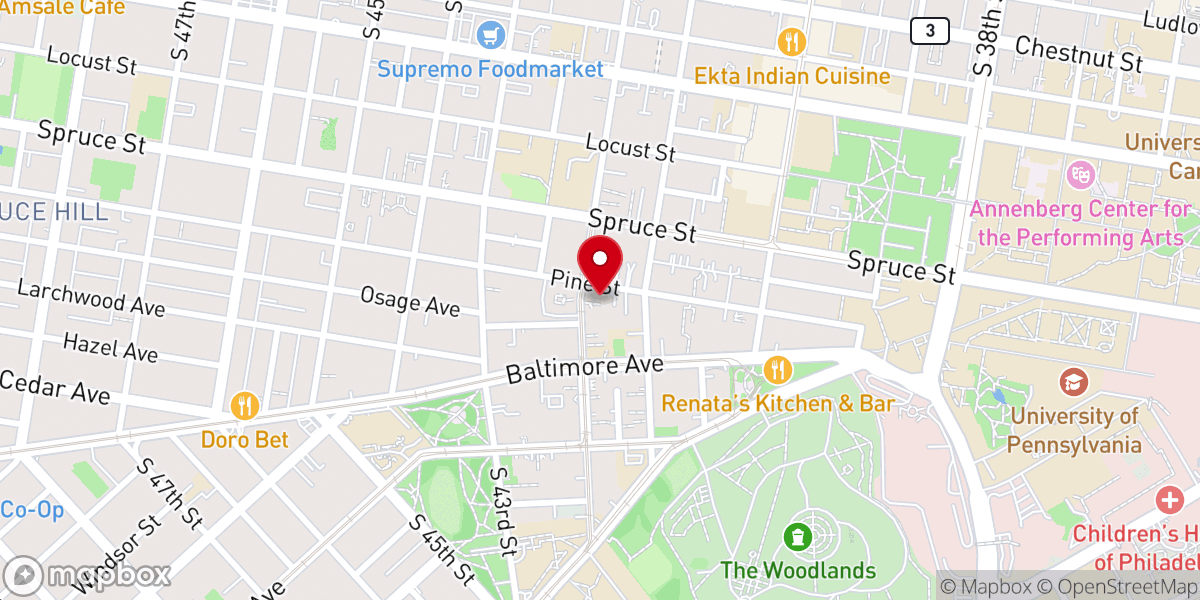 Map showing location of Woodland Presbyterian Church