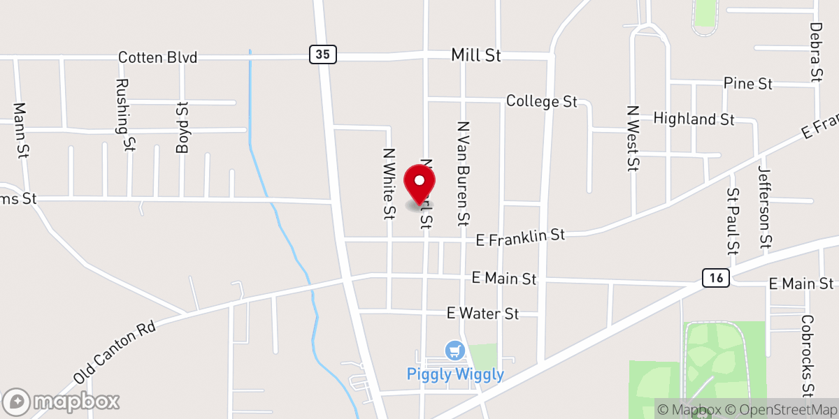 Map showing location of Carthage First Presbyterian Church