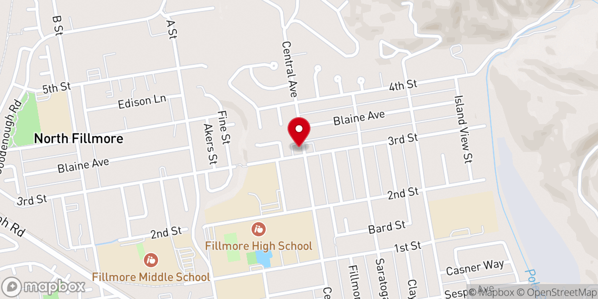 Map showing location of Fillmore First Assembly of God