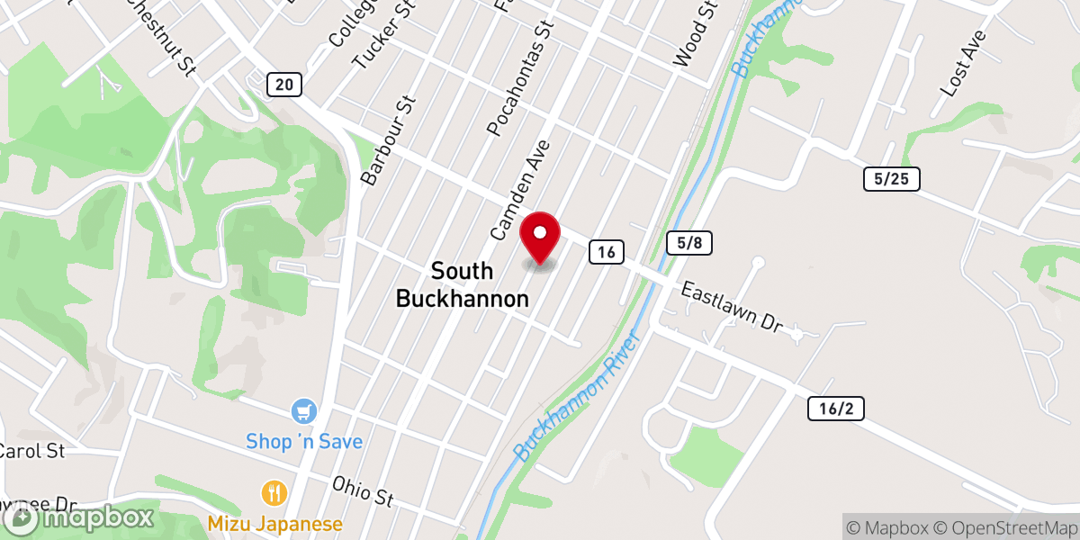 Map showing location of South Buckhannon Mission Church