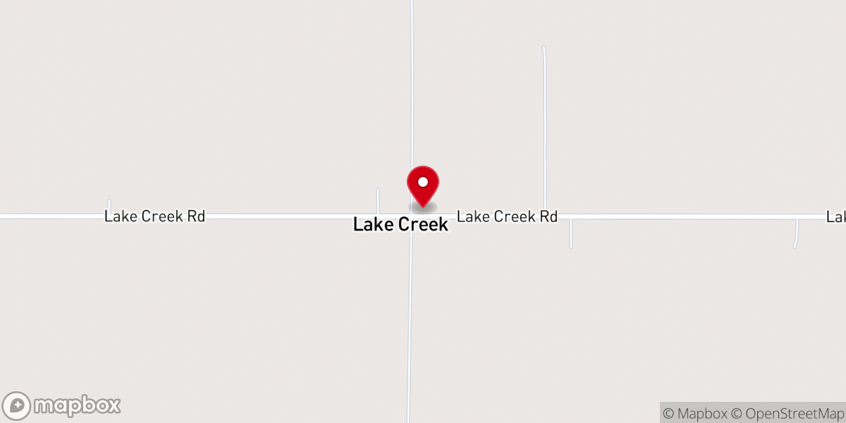 Map showing location of Lake Creek Baptist Church