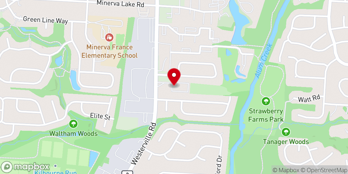 Map showing location of Creekside Christian Church