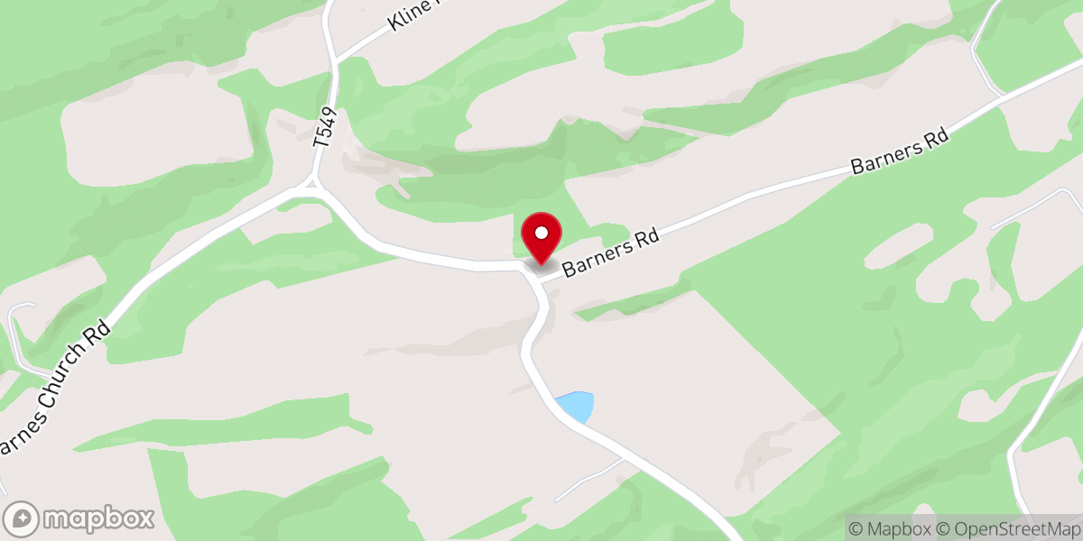 Map showing location of St. John (Barner's) Lutheran Church