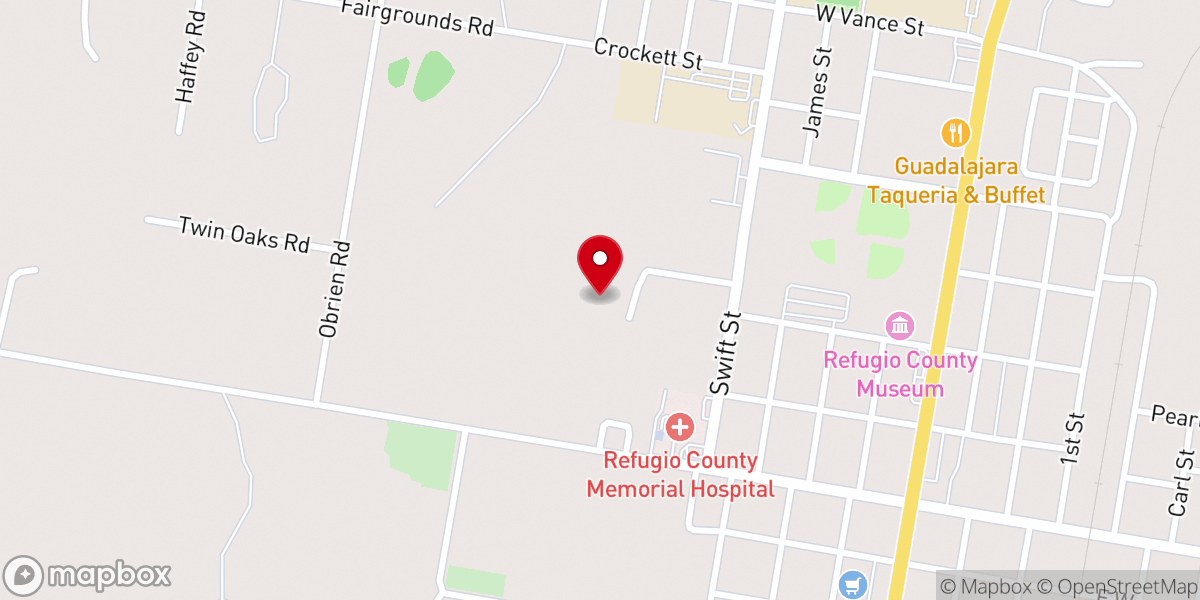 Map showing location of Refugio County Community Center