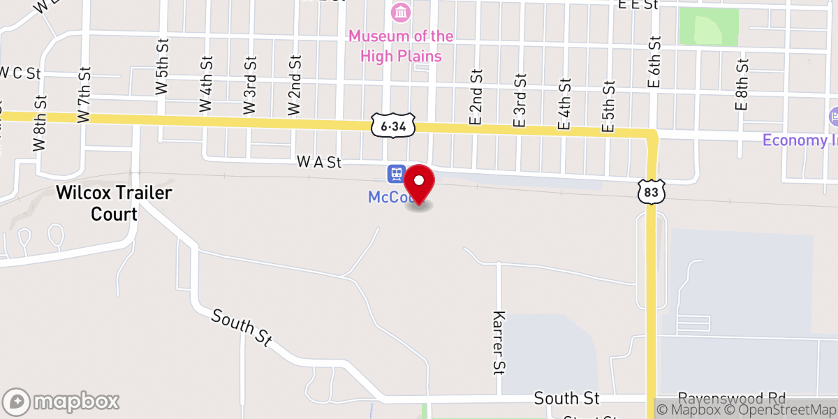 Map showing location of McCook