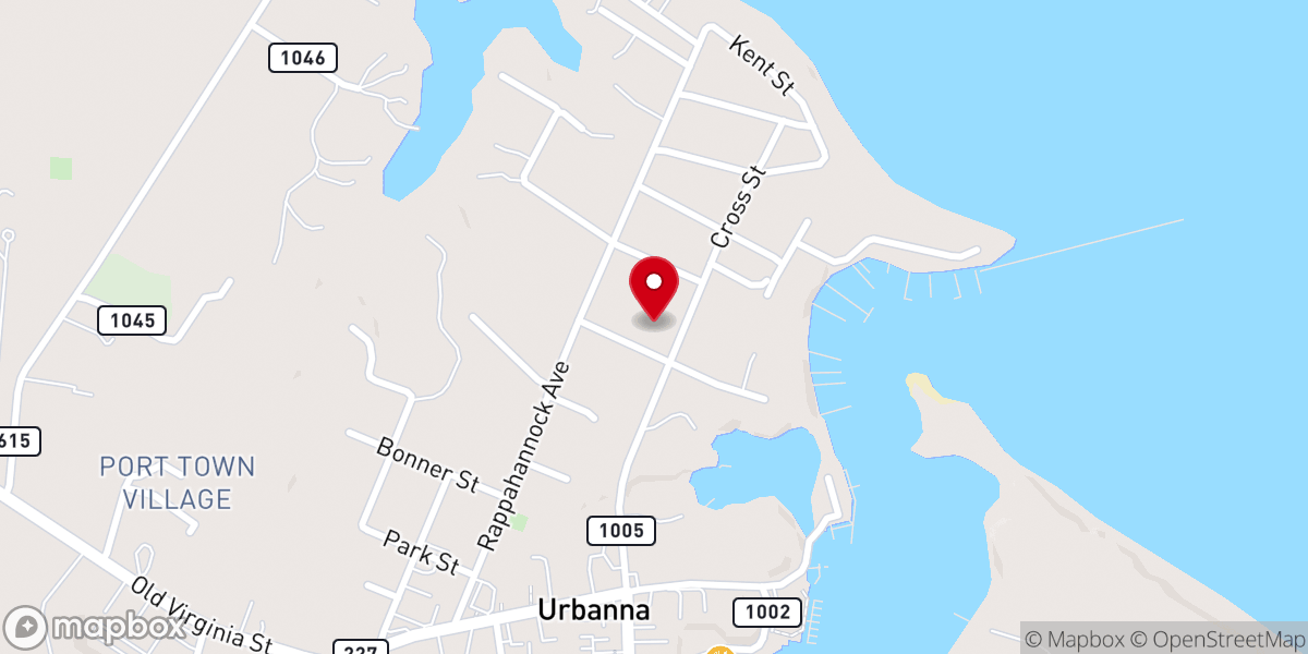 Map showing location of Urbanna United Methodist Church