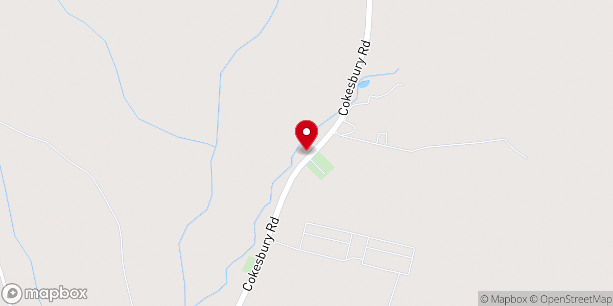 Map showing location of Cokesbury church