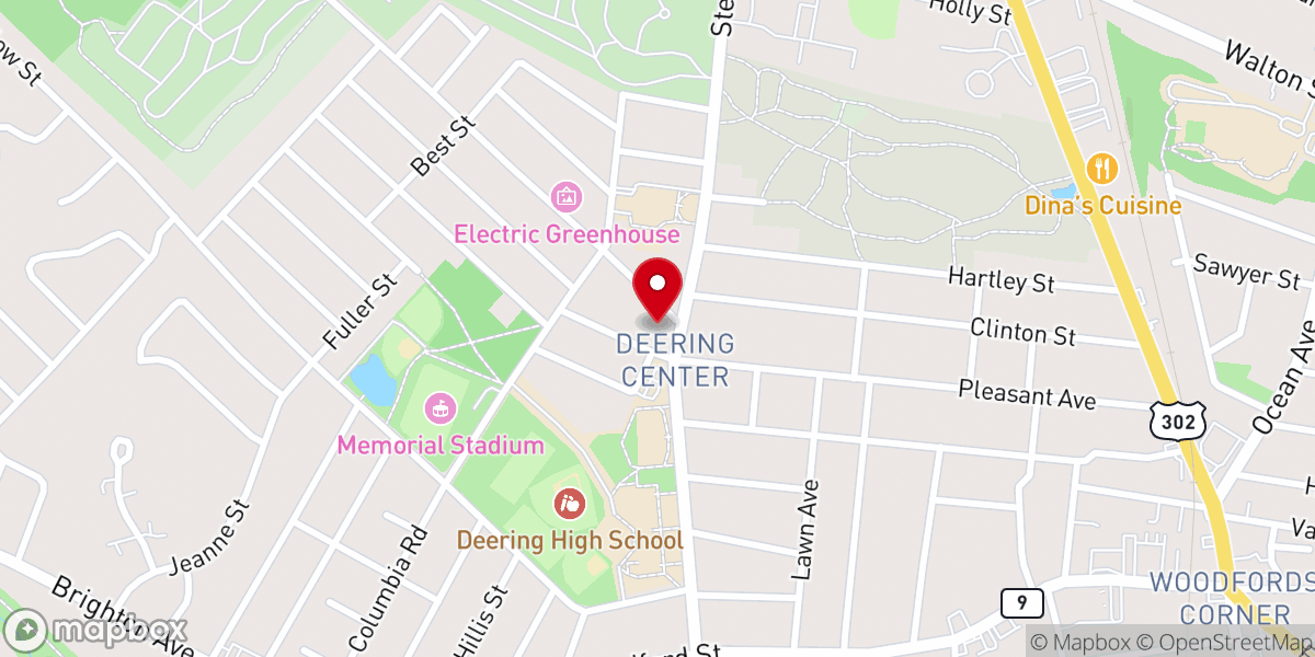 Map showing location of Deering Center Community Church