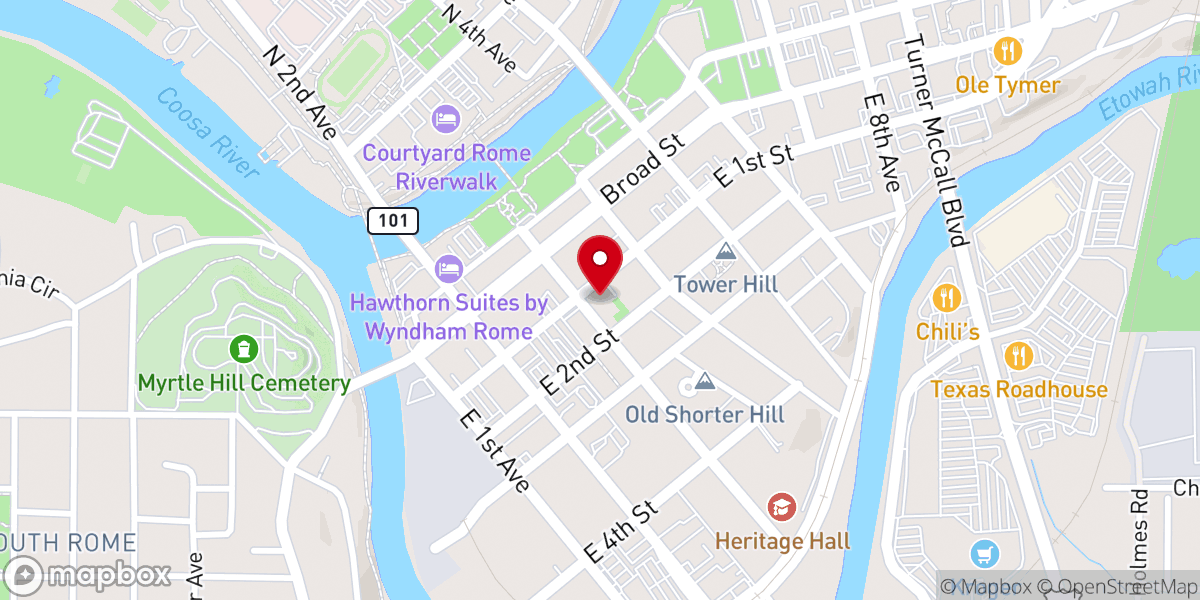 Map showing location of First Presbyterian Church of Rome