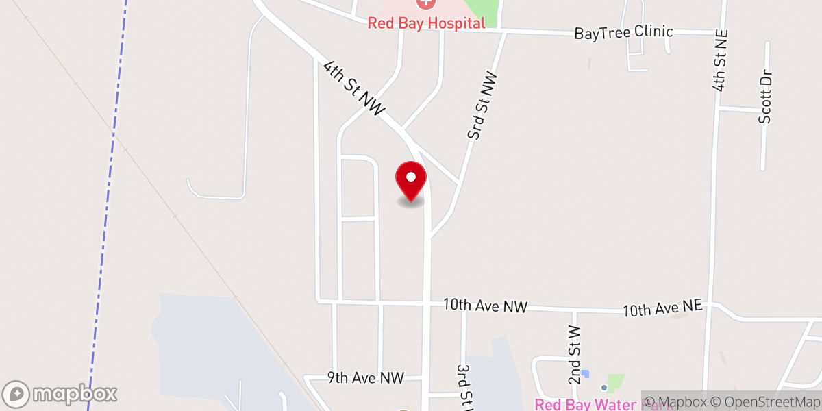 Map showing location of Red Bay Church of Christ
