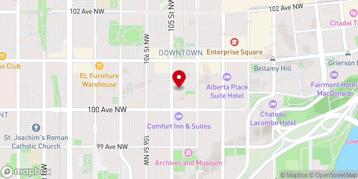 Map showing location of First Presbyterian Church (Edmonton)
