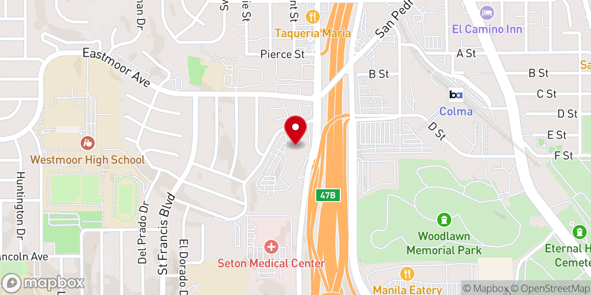 Map showing location of Hope Lutheran Church
