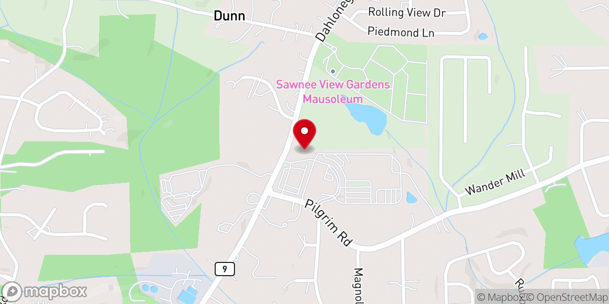 Map showing location of Piedmont Fellowship Church