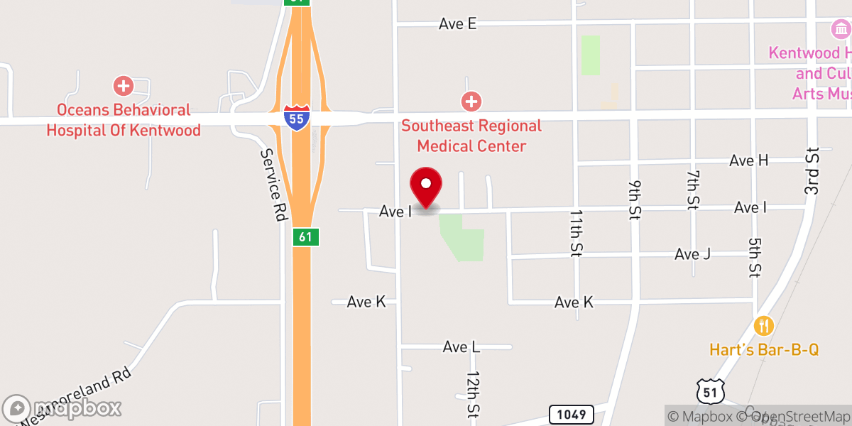Map showing location of Oak Grove AME Church
