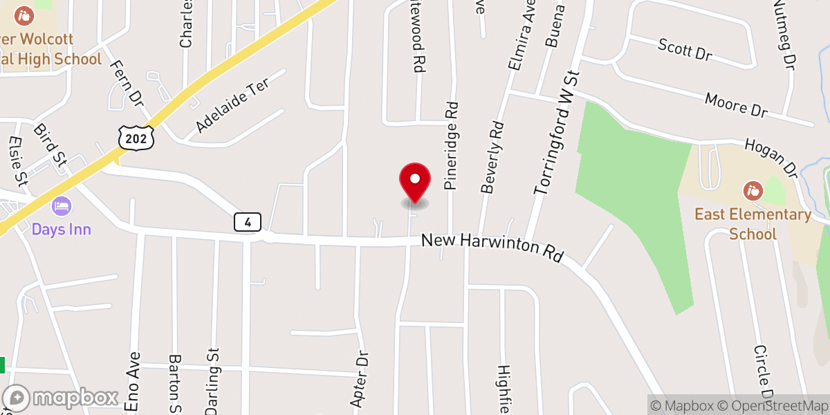 Map showing location of Torrington First Assembly of God