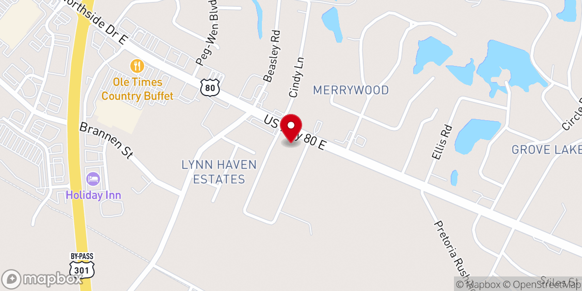 Map showing location of Statesboro Free Will Church