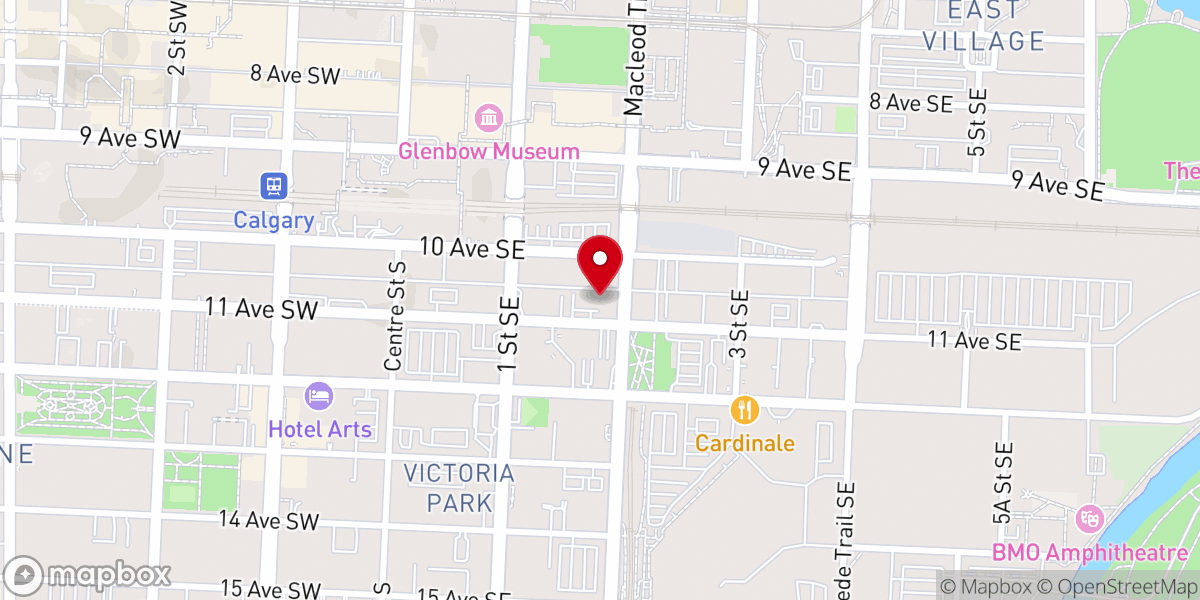 Map showing location of Meetings + Conventions Calgary