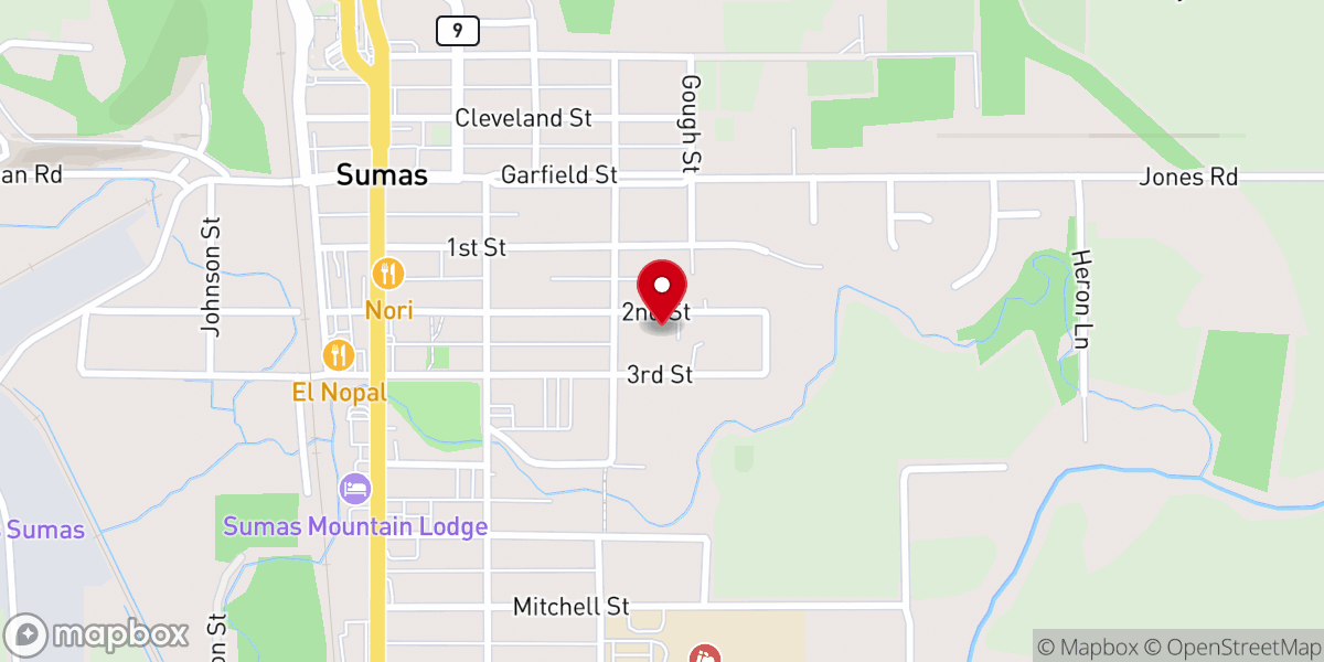 Map showing location of Sumas Community Center