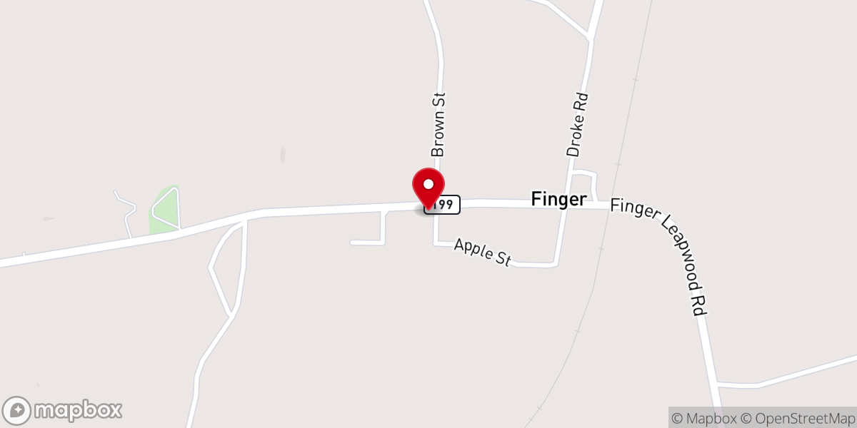 Map showing location of Finger church of Christ