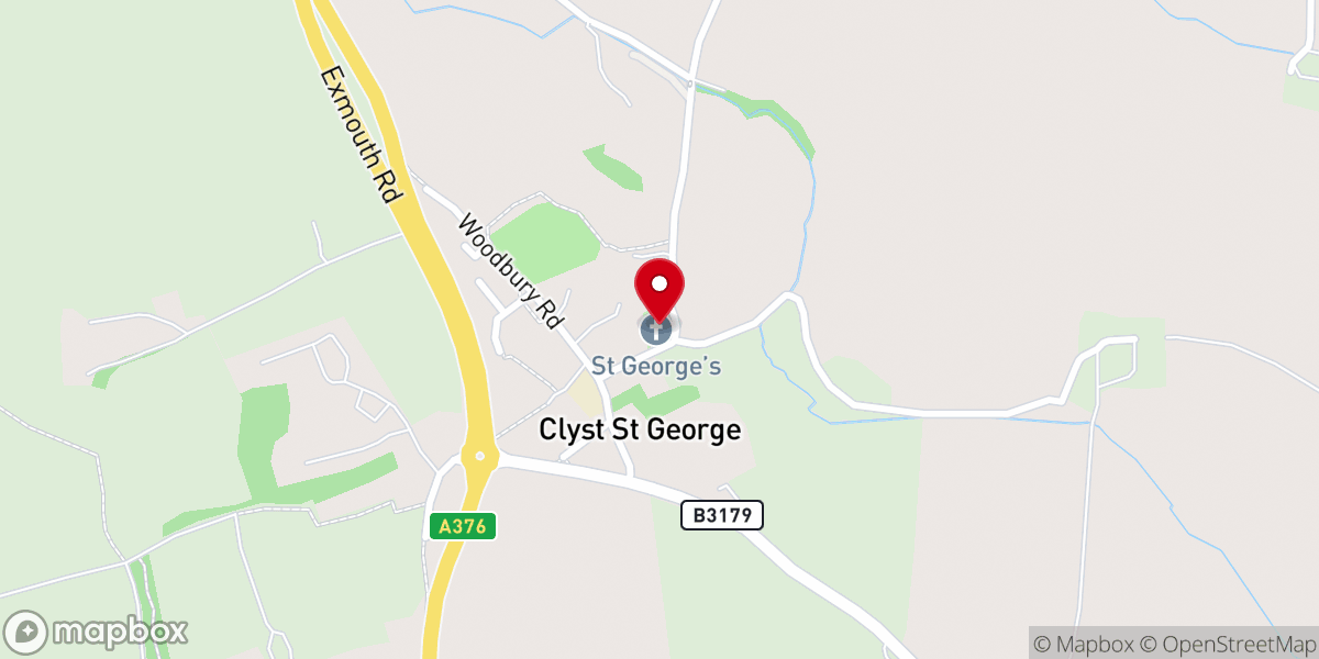 Map showing location of Clyst St. George Church