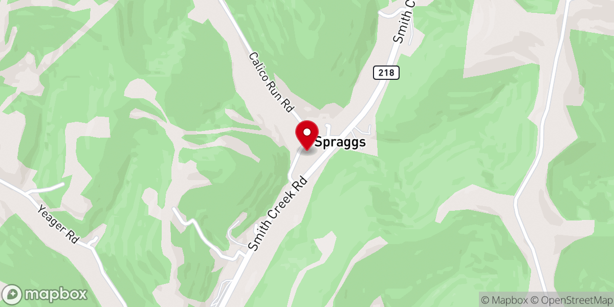 Map showing location of Spraggs United Methodist Church