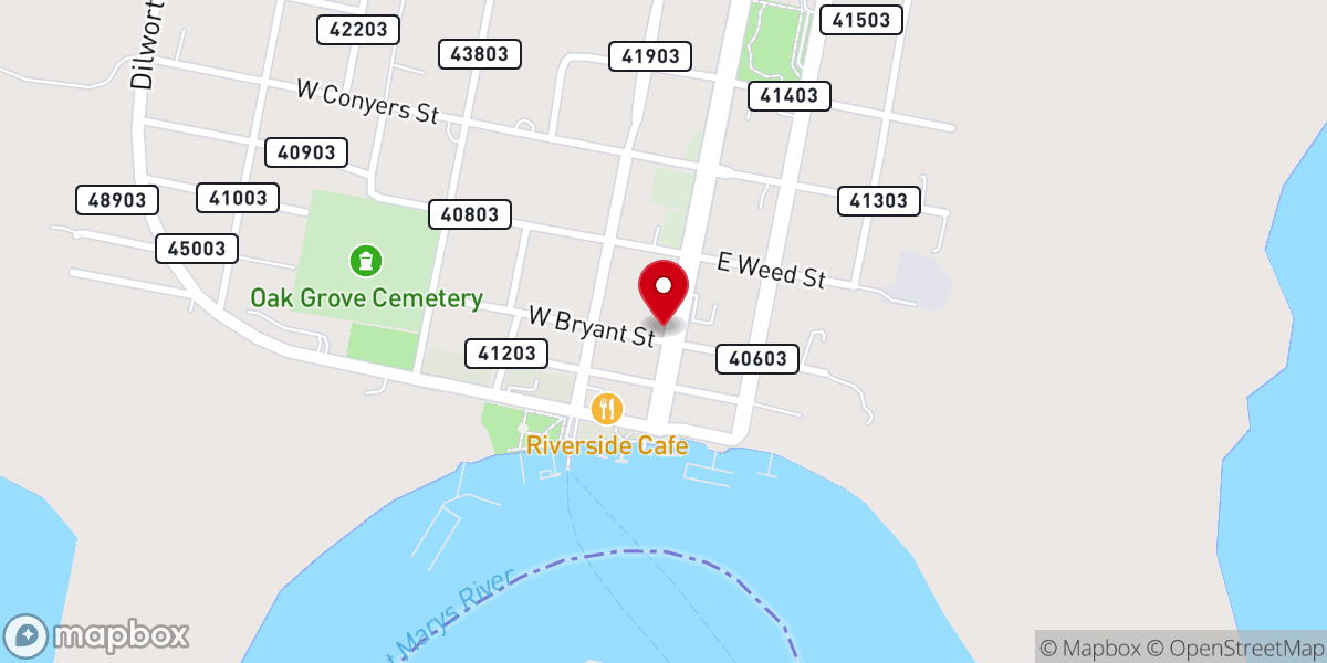 Map showing location of First Bank Catholic Church
