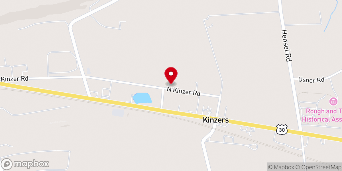 Map showing location of Kinzer Mennonite Church