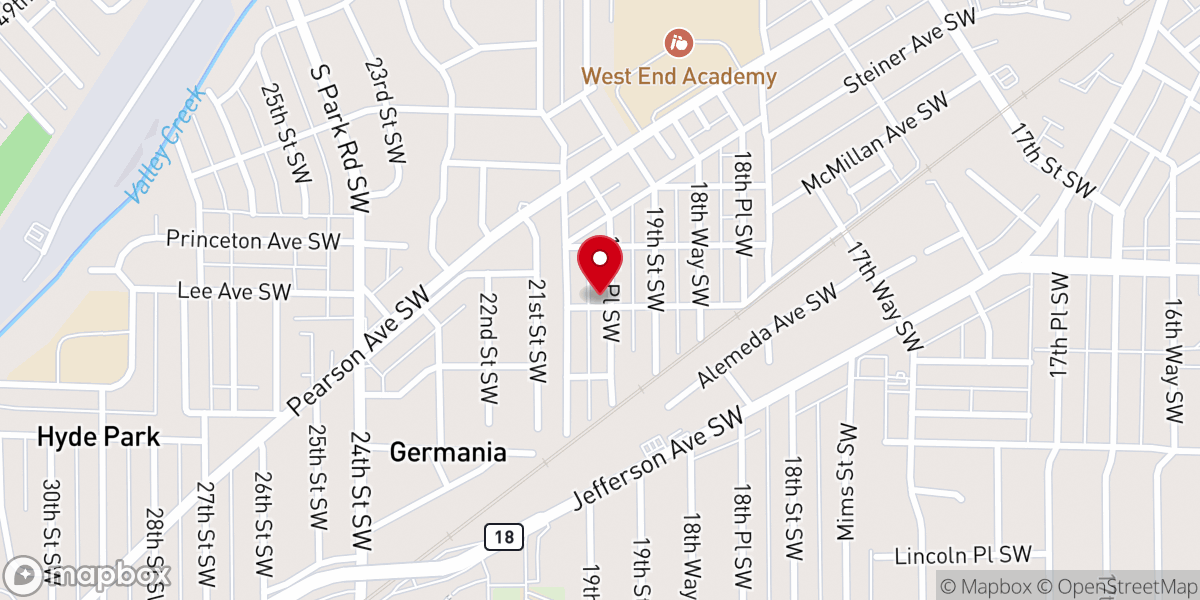 Map showing location of First Baptist Church-West End