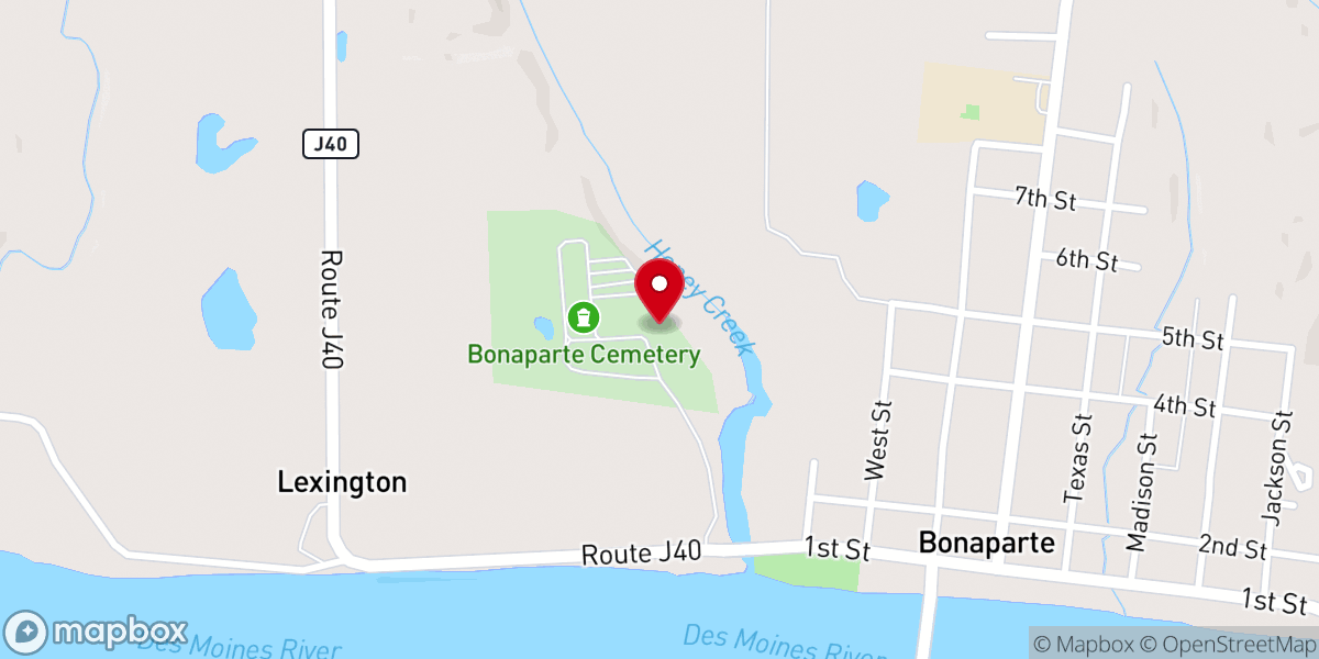 Map showing location of Thomas Rhodes Historical Marker
