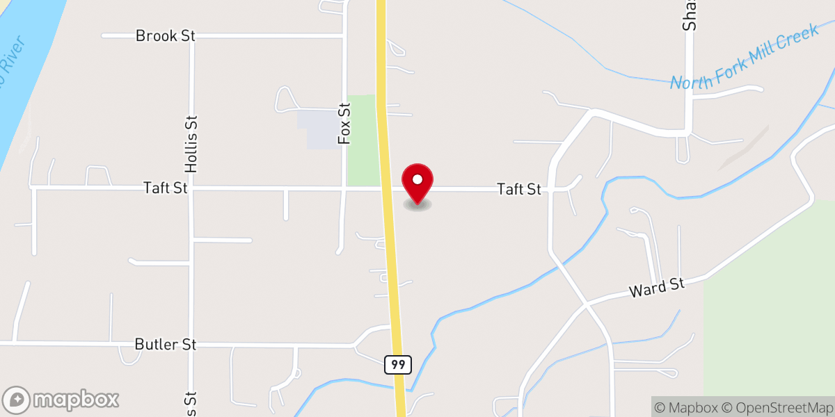 Map showing location of Mill Creek Baptist Church