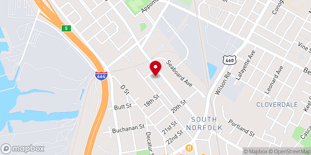 Map showing location of Chesapeake Christian Center