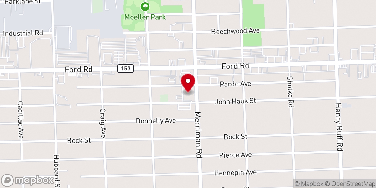 Map showing location of Merriman Road Baptist Church