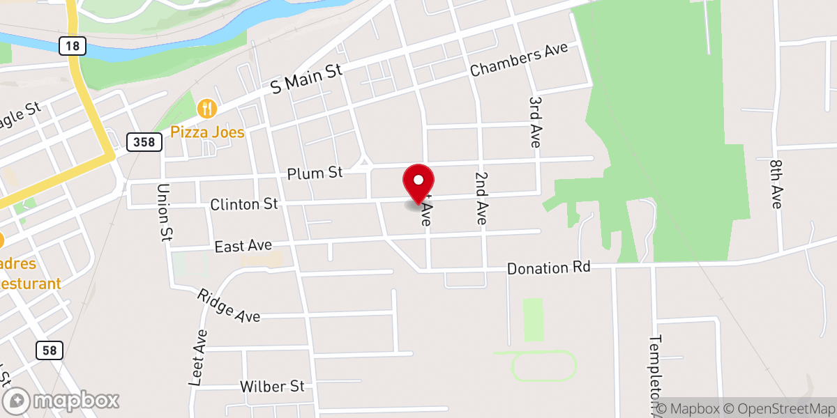Map showing location of The First Church of God Greenville Pennsylvania