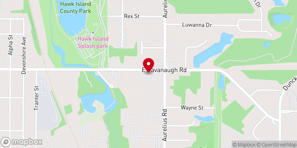 Map showing location of Lansing Baptist School