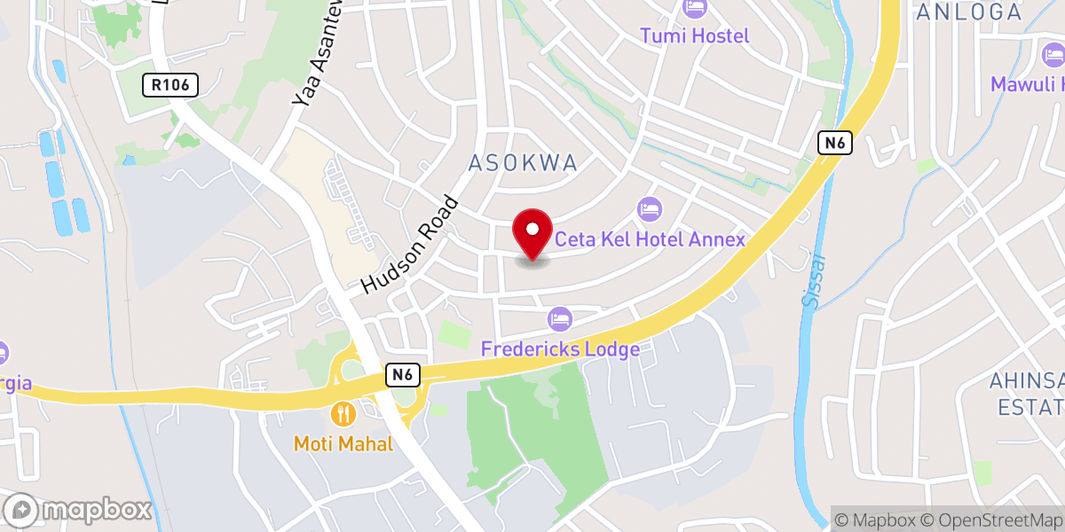 Map showing location of The Church of Pentecost - McKeown English Assembly, Asokwa