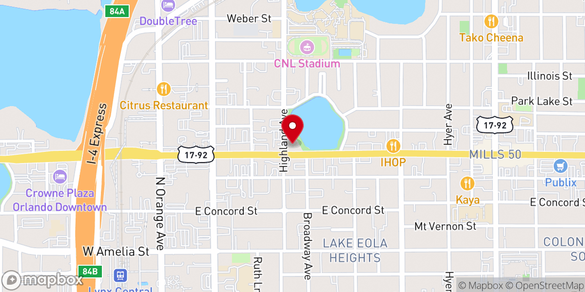 Map showing location of Park Lake Presbyterian Church