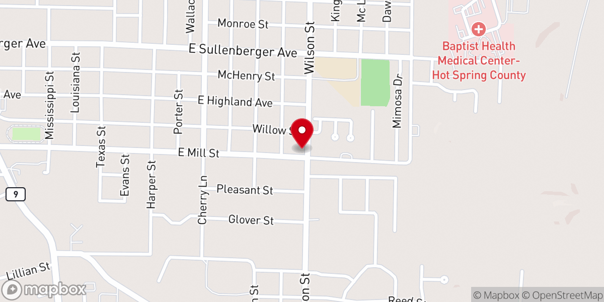 Map showing location of First United Pentecostal Church
