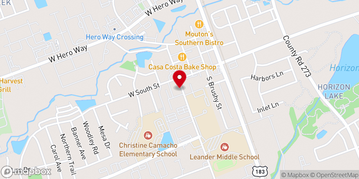 Map showing location of Leander United Methodist Church