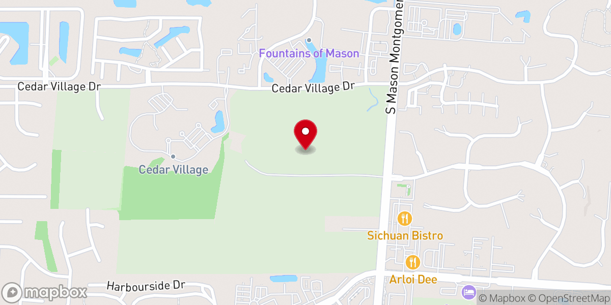 Map showing location of Cincinnati Ohio Temple
