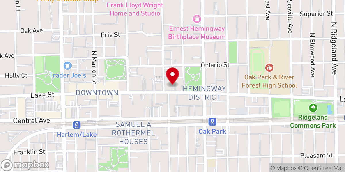 Map showing location of First United Church of Oak Park