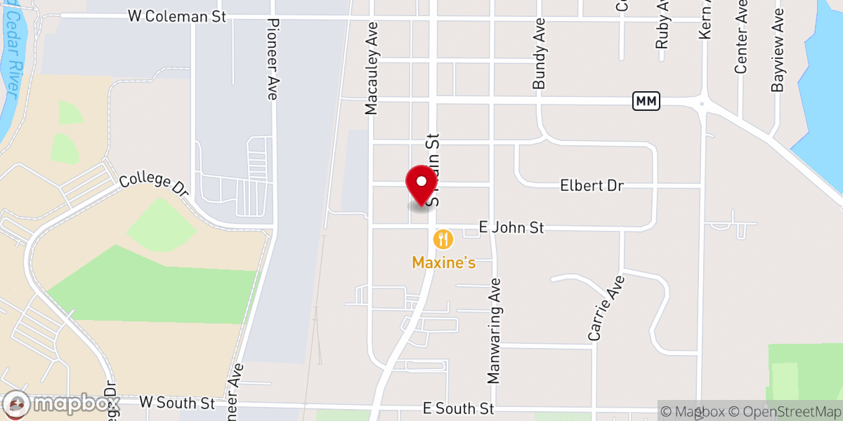 Map showing location of Yours Mine & Ours Thrift Shop
