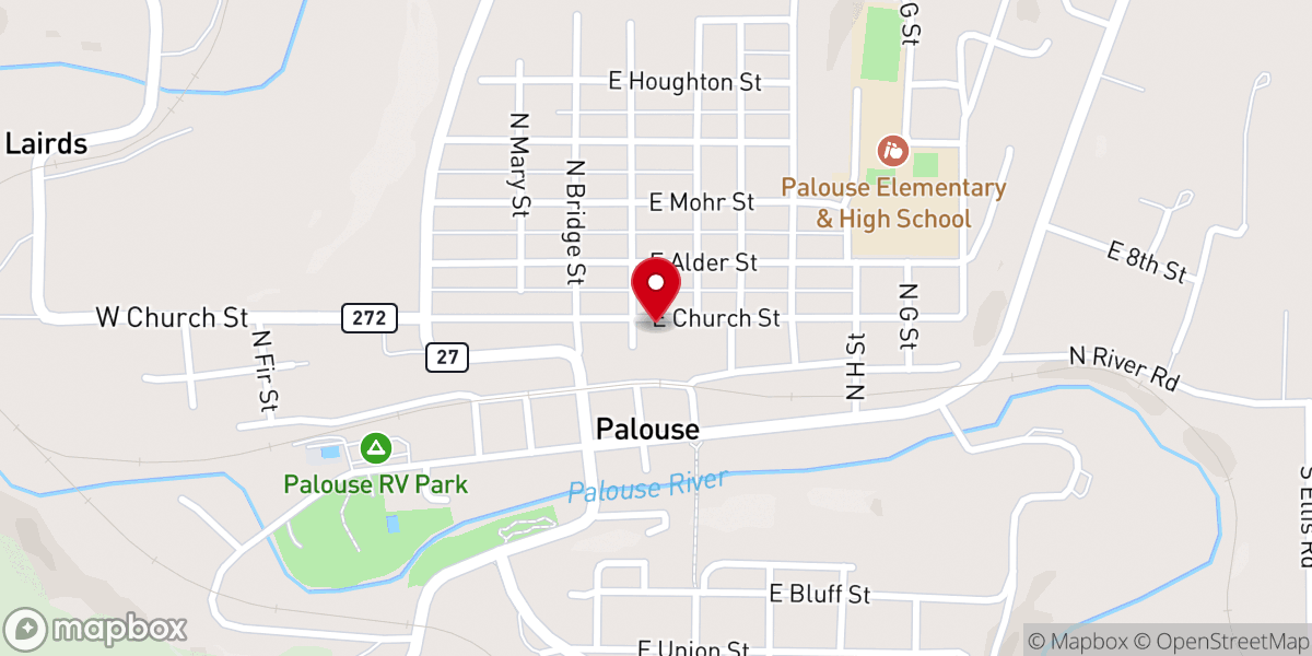 Map showing location of Calvary Chapel of the Palouse