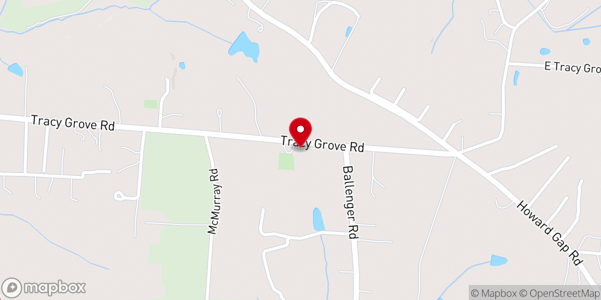 Map showing location of Tracy Grove Baptist Church