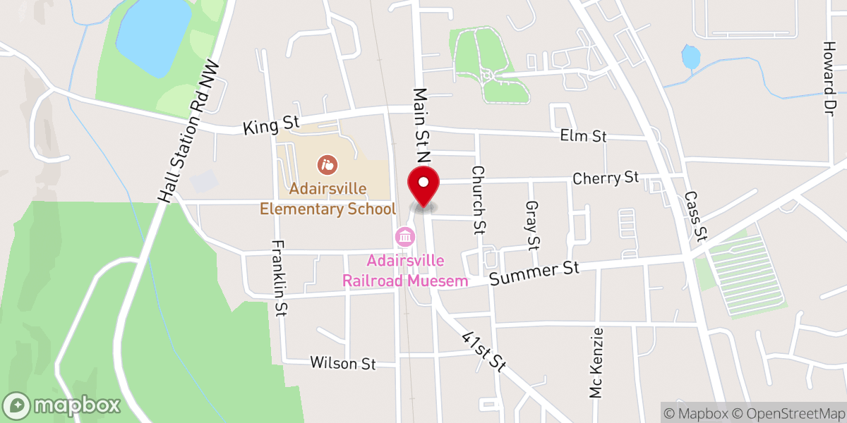 Map showing location of Adairsville United Methodist Church