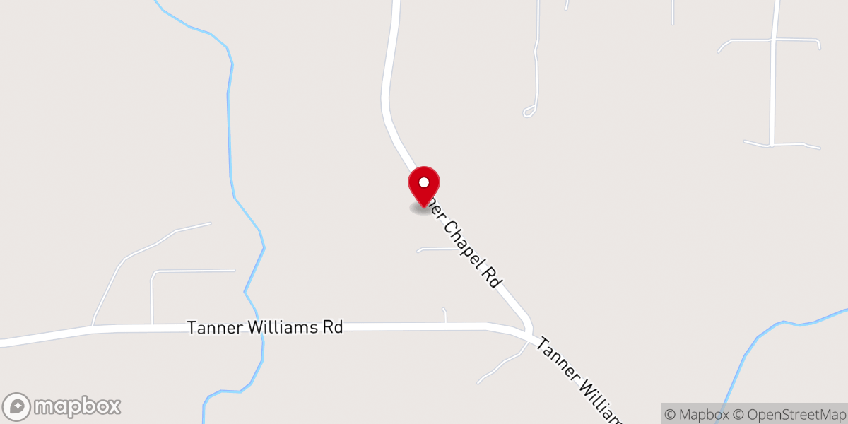 Map showing location of Tanner's Chapel Church