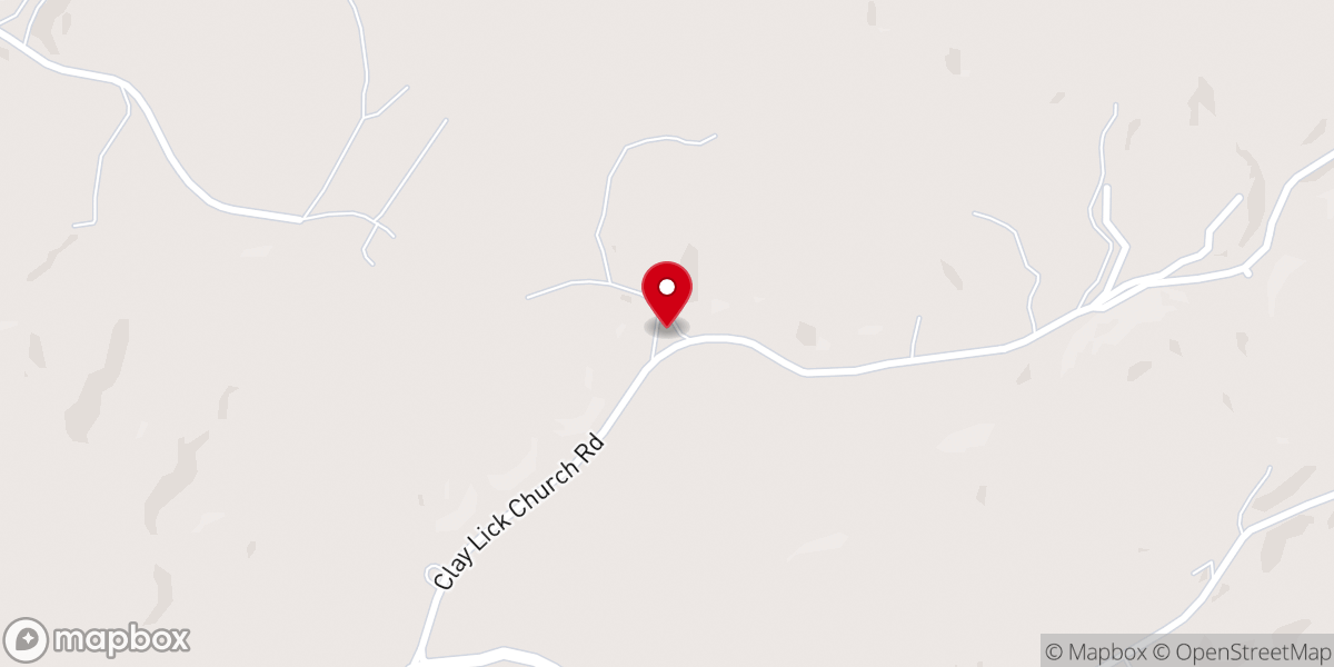 Map showing location of Clay Lick Church