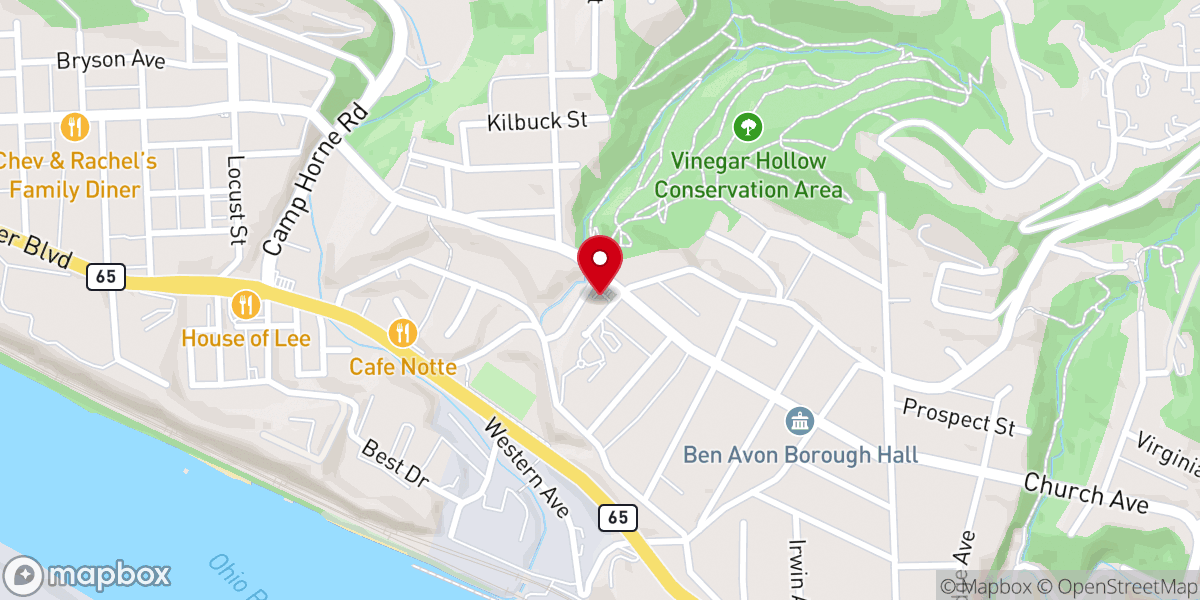 Map showing location of Sheraden Community Presbyterian Church