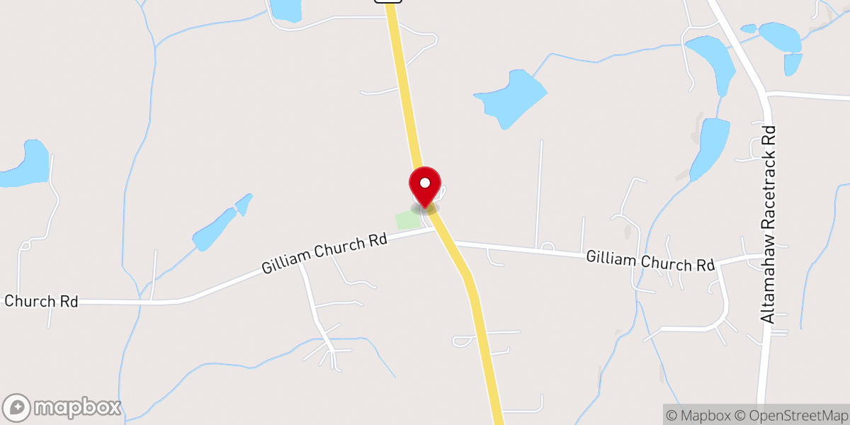 Map showing location of Gilliam Church